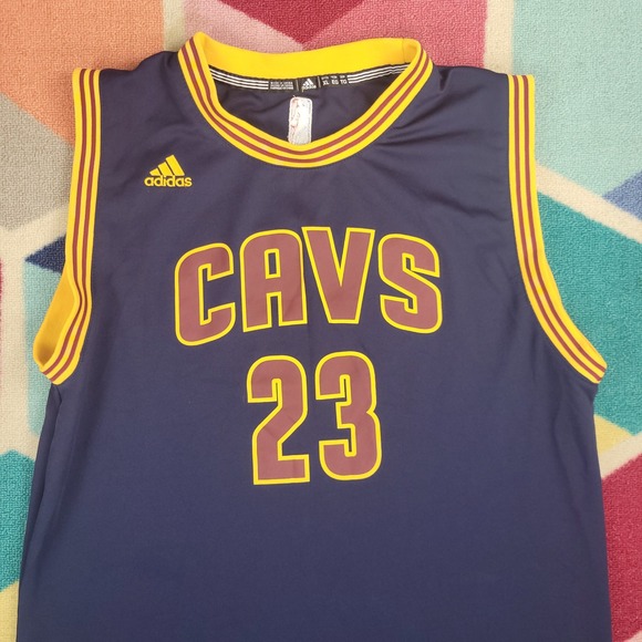 Adidas LeBron James Cleveland Cavaliers Jersey Mens XL Navy Blue NBA Cavs 23 - Picture 2 of 7